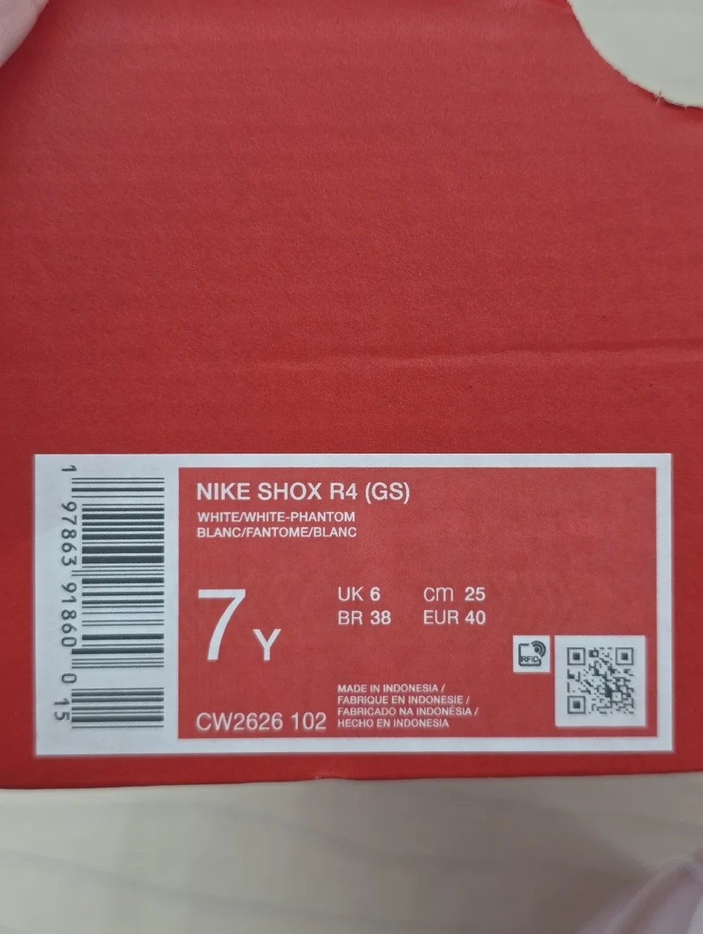 Nike Youth Shox R4 GS White Phantom Red Running Shoes CW2626-102 Size 7Y NEW